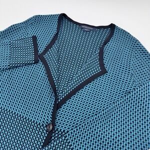 Womens Size Medium Pendleton Teal and Black‎ Geometric Print Cardigan Sweater